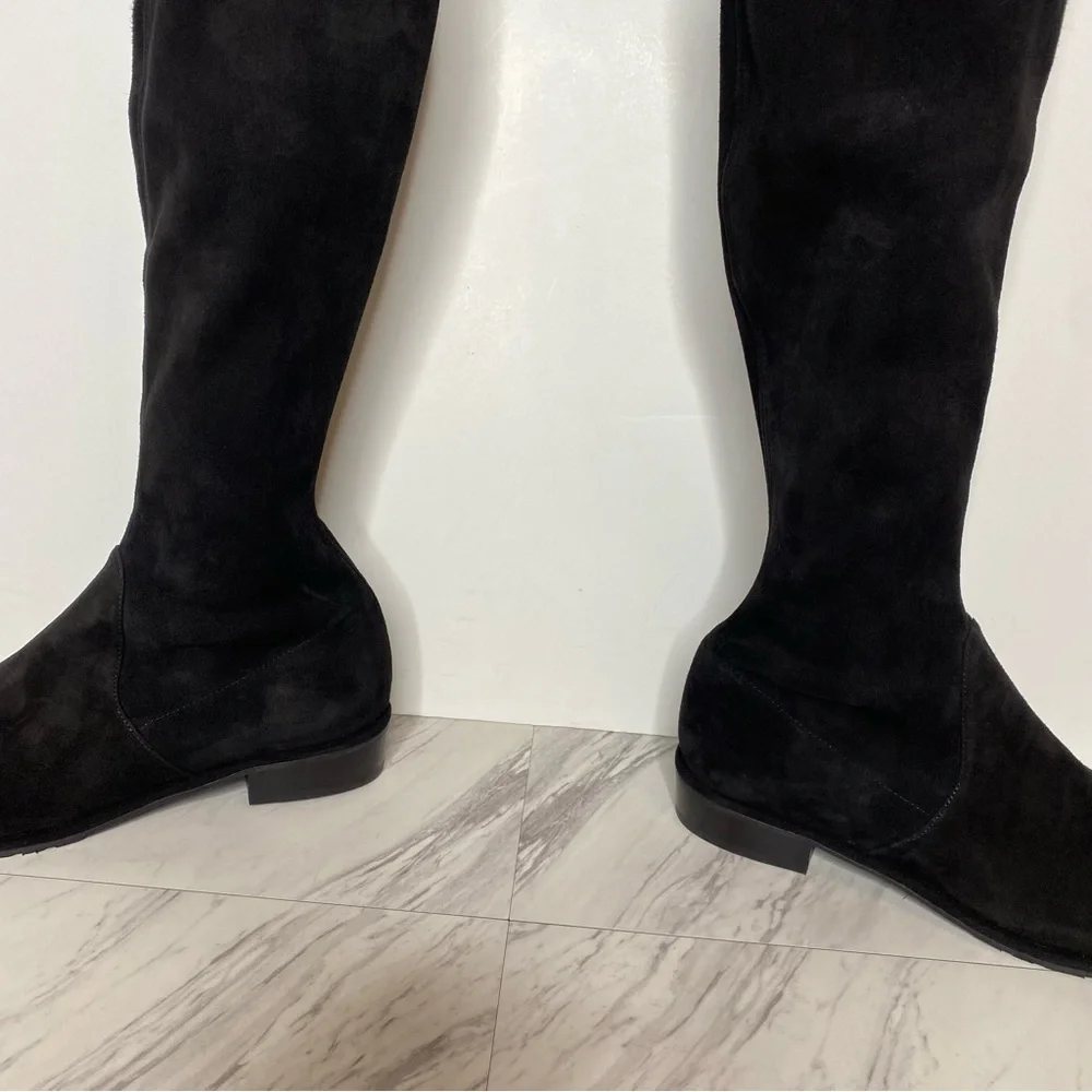 Stuart Weitzman Lowland Black Suede Over the Knee Boot 7M